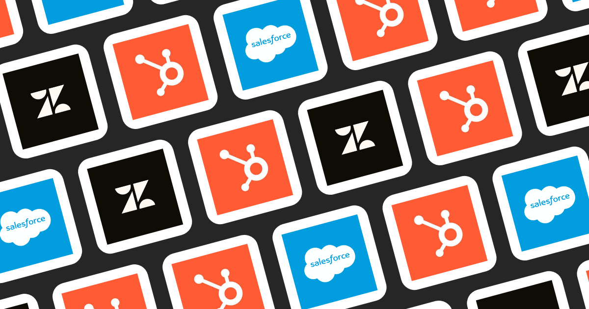 Icons of popular CRM tools like Salesforce and Zendesk